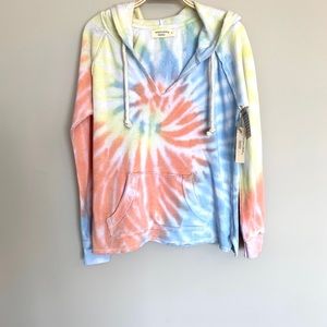 Ocean Drive Tops - Ocean Drive pink/ yellow Burnout Boxy Hoody Ocean Drive Tops - Ocean Drive pink/ yellow Burnout Boxy Hoody